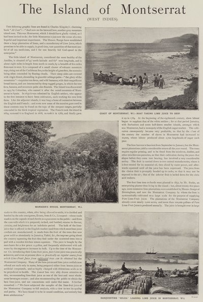 Annonse, øya Montserrat, Vestindia (gravering) av English School
