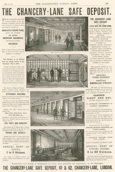 Annonsering for Chancery Lane Safe Deposit, 61-62 Chancery Lane, London; av English School
