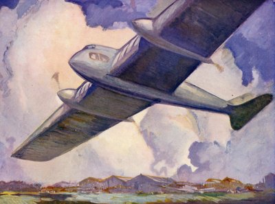 Fremtidens fly (fargelitografi) av English School