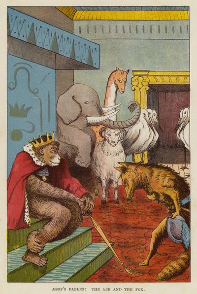 Aesop's Fables: The Ape and the Fox (chromolitho) av English School