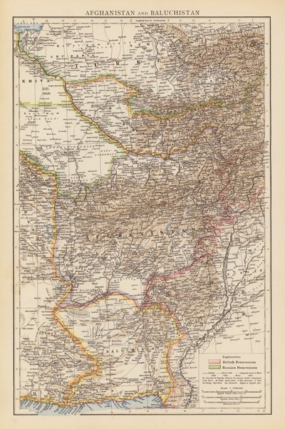 Afghanistan og Baluchistan (fargelitografi) av English School