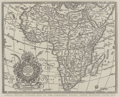Afrika før Stanley, kart over kontinentet nesten tre hundre år gammelt (gravering) av English School