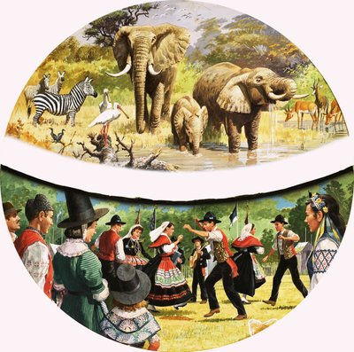 Afrikansk vannhull og landsbydans av English School