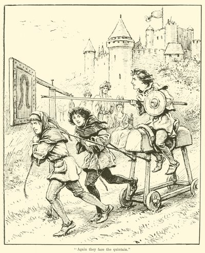 "Igjen står de overfor quintain" (gravering) av English School