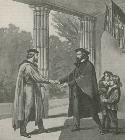 Alfred, Lord Tennyson, ønsker Giuseppe Garibaldi velkommen til sitt hjem på Isle of Wight av English School