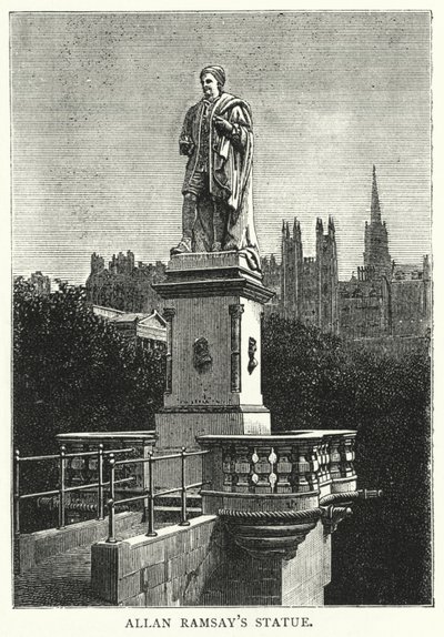 Allan Ramsays statue (gravering) av English School
