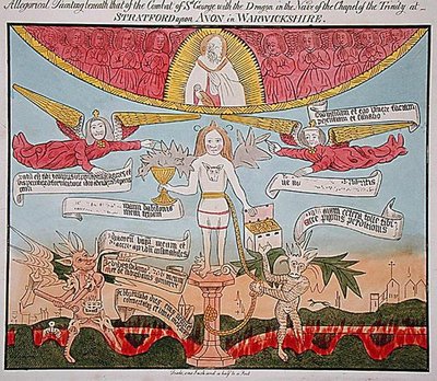Allegorisk maleri under det av St. George med dragen i kirkeskipet til Treenighetens kapell, fra 