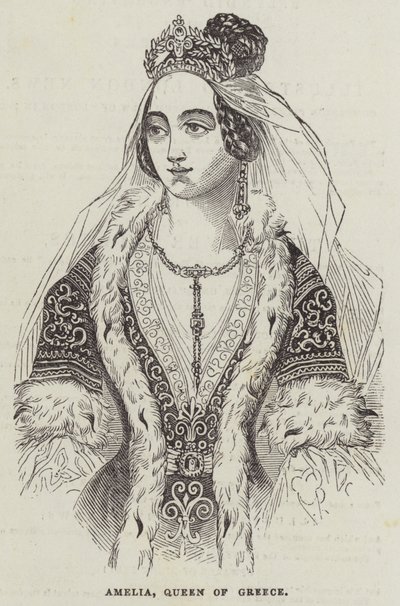 Amelia, dronning av Hellas (gravering) av English School