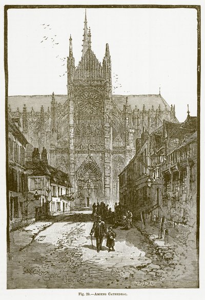 Amiens-katedralen (gravering) av English School