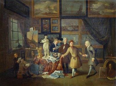 Et kunstnerstudio, ca. 1730 (olje på lerret) av English School