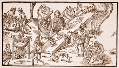 En irsk bankett, 1581 (sepia-bilde) av English School
