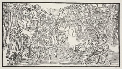 An Irish Chiefs Last Fight, 1581 (sepia-bilde) av English School
