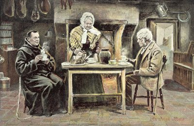 Et irsk hjem (farge litho) av English School