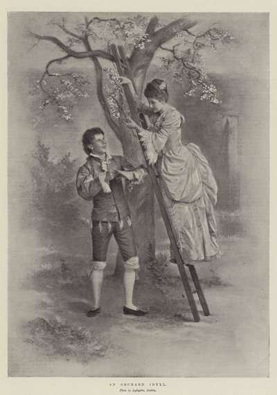 En frukthageidyll (litho) av English School