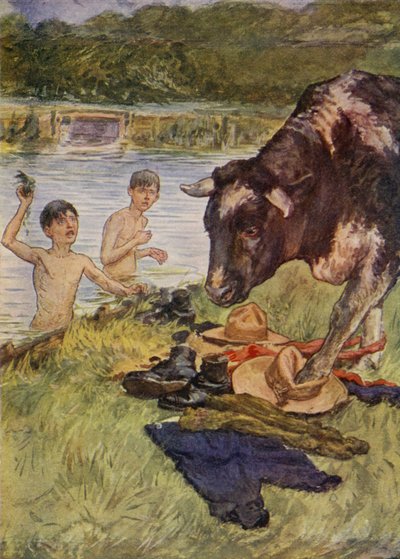 En uforutsett besøkende (farge litho) av English School