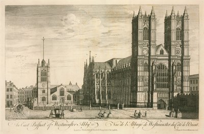Et østprospekt av Westminster Abbey, London av English School