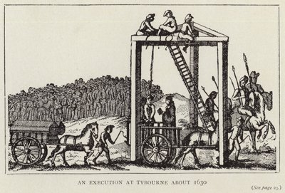 En henrettelse i Tybourne rundt 1630 (lito) av English School