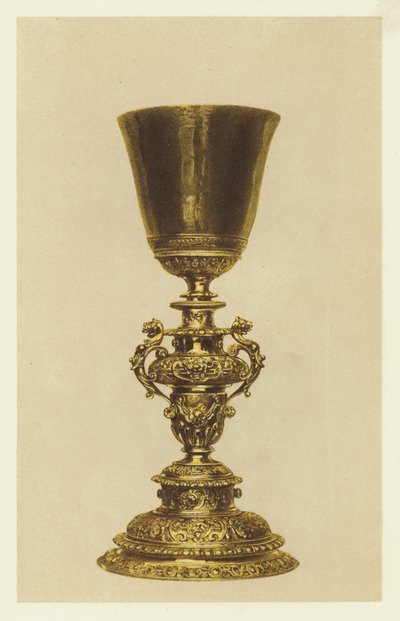 Gammel forgylt kalk (chromolitho) av English School
