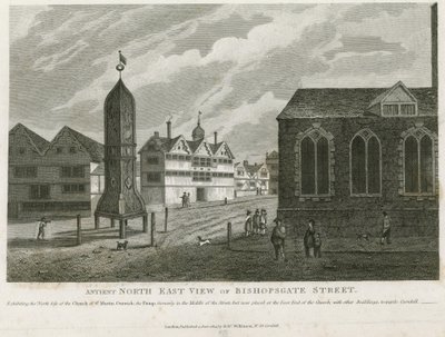 Gamle nordøstutsikt over Bishopsgate Street av English School