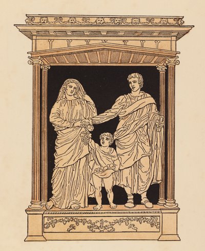Antikkens Roma: Claudias og Pudens#39; ekteskap (fargelitografi) av English School