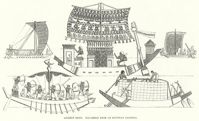 Gamle skip, faksimile fra et egyptisk maleri (gravering) av English School