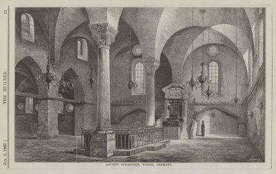 Ancient Synagogue, Worms, Tyskland (gravering) av English School