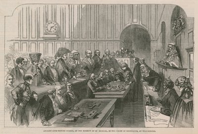 Gamle borgerlige ansettelsesskikk, på speilet til St Michael, i Court of Exchequer, i Westminster av English School