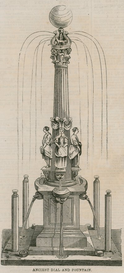 Gammel urskive og fontene, reist i 1656 ved Leadenhall Corner, London av English School