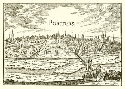 Gammel utsikt over Poitiers av English School