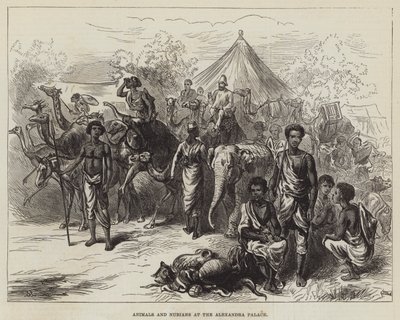 Dyr og nubiere ved Alexandra-palasset (gravering) av English School