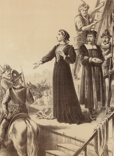 Ann Line, "Hun erklærte for de som står forbi med høy stemme" (litho) av English School