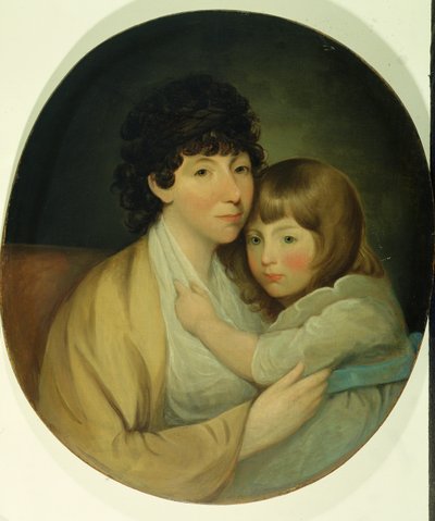Anna Maria White (Mrs Charles Trench) og barn (olje på lerret) av English School