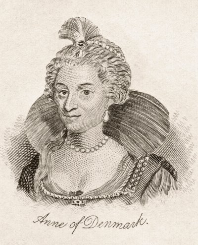 Anne av Danmark, fra 'Crabb's Historical Dictionary', utgitt 1825 av English School
