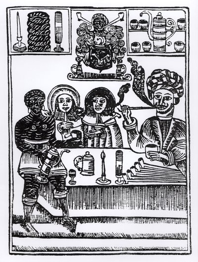 Anti-røykehefte (tresnitt) (bw-bilde) av English School
