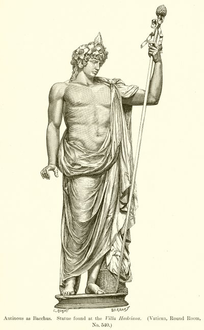 Antinous som Bacchus. Statue funnet ved Villa Hadriana. (Vatikanet, rundt rom, nr. 540) av English School