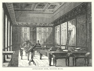 Antikvarisk rom, registerhus (gravering) av English School