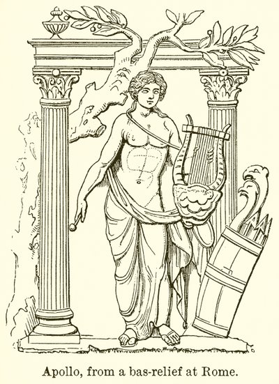 Apollo, fra et bas-relieff i Roma av English School