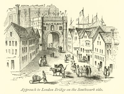Tilnærming til London Bridge på Southwark-siden av English School