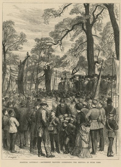 Erkebiskop Manning taler for møtet i Hyde Park av English School