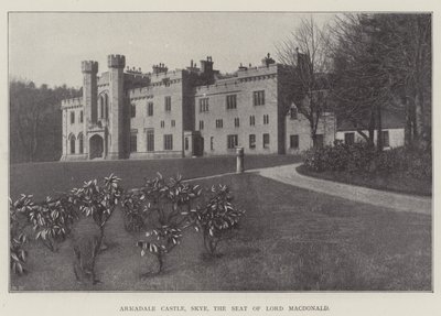 Armadale Castle, Skye, setet til Lord Macdonald (litho) av English School