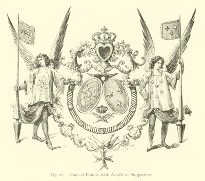Arms of France, med engler som støttespillere av English School