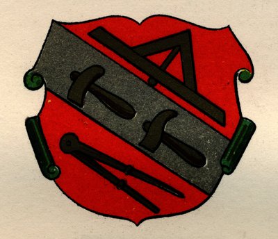 Arms of the Stone Masons of Strasburg, fra The History of Freemasonry, bind II, utgitt av Thomas C. Jack, London, 1883 av English School