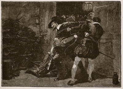 Arrestasjon av Guy Fawkes, illustrasjon fra Cassells Illustrated History of England (sepiafoto) av English School