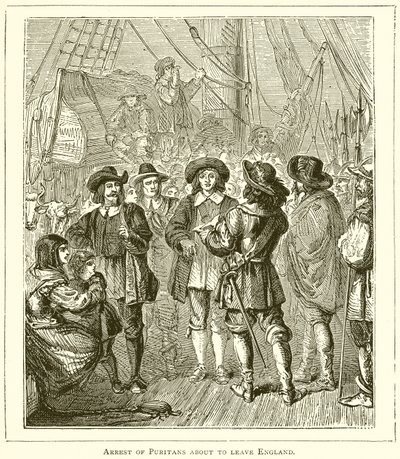 Arrestasjon av puritanere i ferd med å forlate England av English School