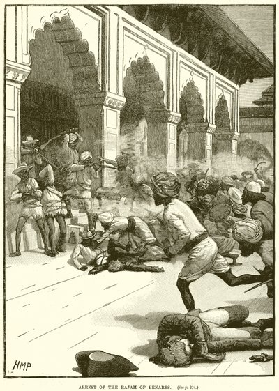 Arrestasjon av Rajah av Benares av English School