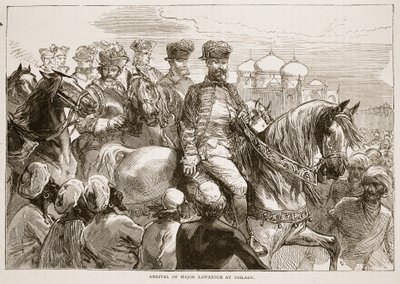 Major Lawrences ankomst til Coilady, illustrasjon fra Cassells Illustrated History of India av James Grant, pub. 1879 av English School