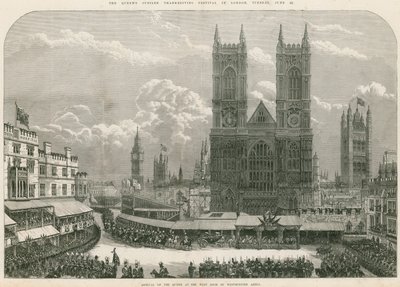 Dronning Victorias ankomst ved vestdøren til Westminster Abbey av English School