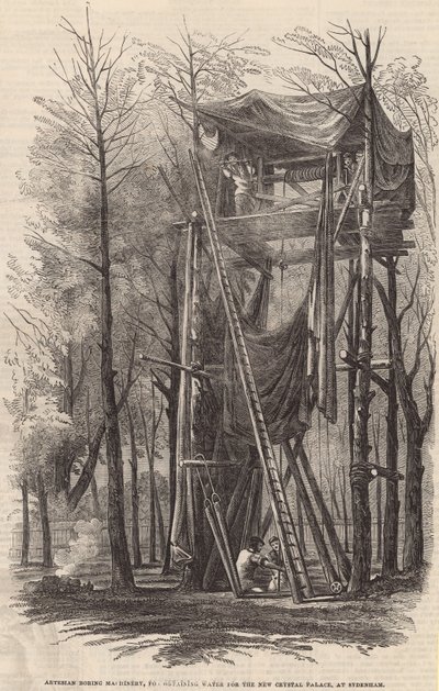 Artesian Boring Machinery for å skaffe vann til det nye Crystal Palace av English School