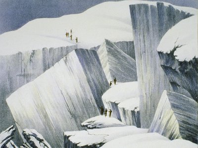 Ascending a Cliff, fra A Narrative of an Ascent to the Summit of Mont Blanc av Charles Fellows (1799-1860), utgitt 1827 av English School