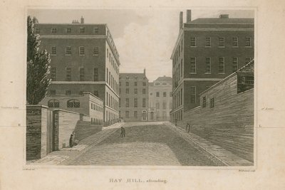 Stigende utsikt over Hay Hill, London av English School